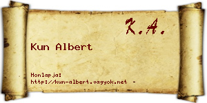 Kun Albert névjegykártya